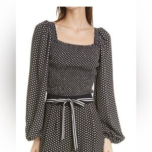 NWNT TED BAKER LONDON Women's Daisy Print Smocked‎ Balloon Sleeve . Size 8